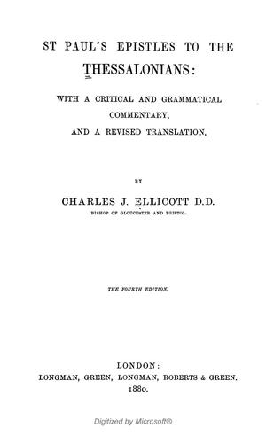 St. Paul's epistles to the Thessalonians