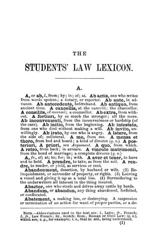The student's law lexicon