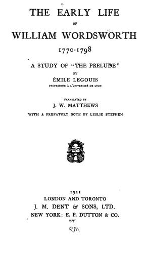 The early life of William Wordsworth, 1770-1798