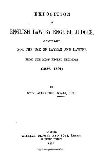 An exposition of English law by English judges