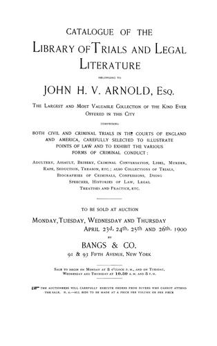 Catalogue of the library of trials and legal literature