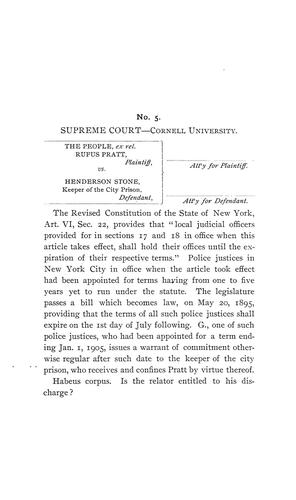 Statement of cases to be argued in Cornell University Court, fall term, 1895