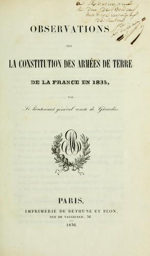 Observations sur la Constitution des armées de terre de la France en 1835