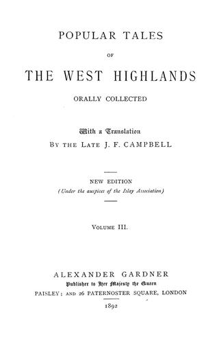 Popular tales of the west Highlands