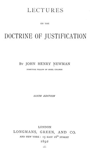 Lectures on the doctrine of justification