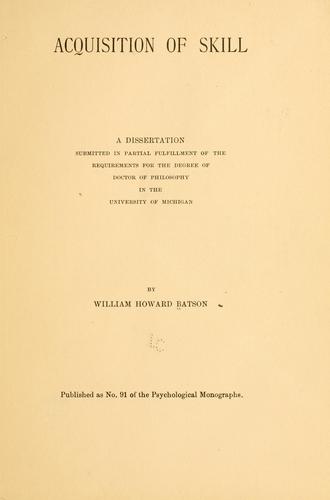 Acquisition of skill ...