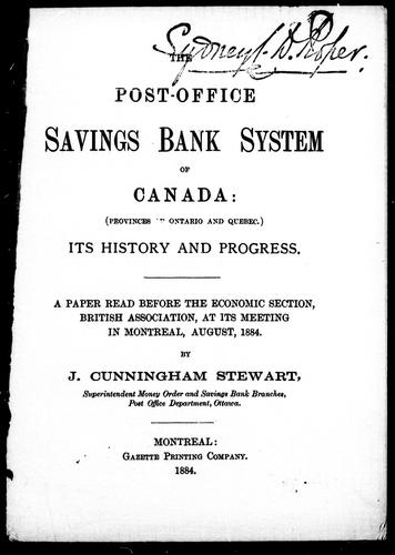 The post-office savings bank system of Canada
