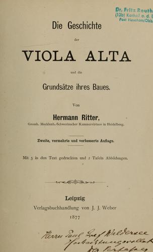 Die Geschichte der Viola Alta und die Grundsätze ihres Baues