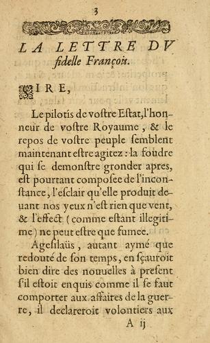 La lettre dv Fidelle Francois.