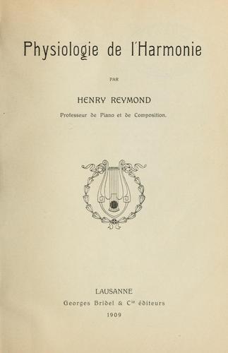 Physiologie de l'harmonie.