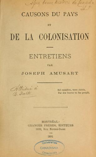 Causons du pays et de la colonisation