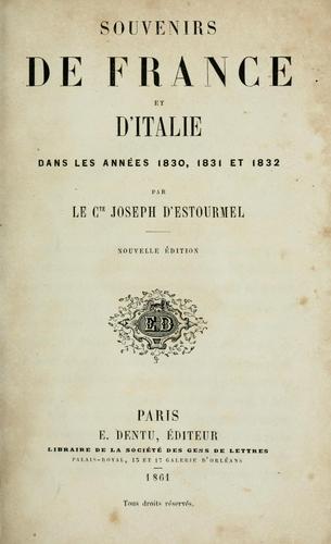 Souvenirs de France et d'Italie dans les années 1830, 1831 et 1832
