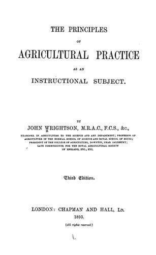 The principles of agricultural practice as an instructional subject