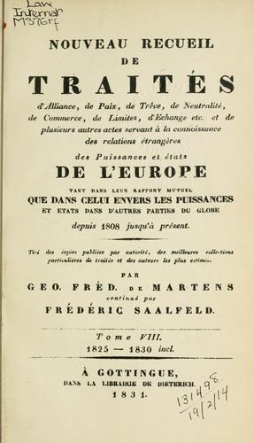[Recueil de traités]: Nouveau recueil de tra traités ... depuis 1808.
