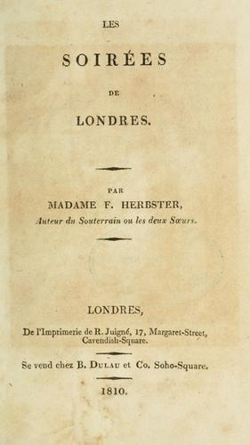Les soirées de Londres.