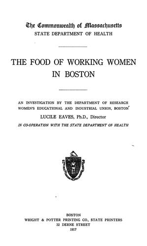 The food of working women in Boston