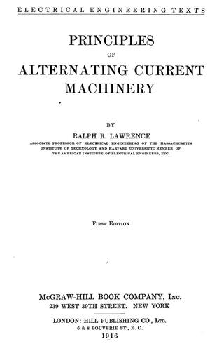 Principles of alternating current machinery