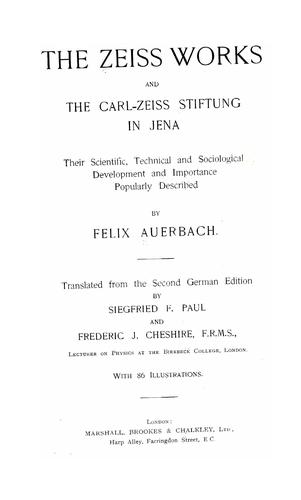 The Zeiss works and the Carl-Zeiss stiftung in Jena