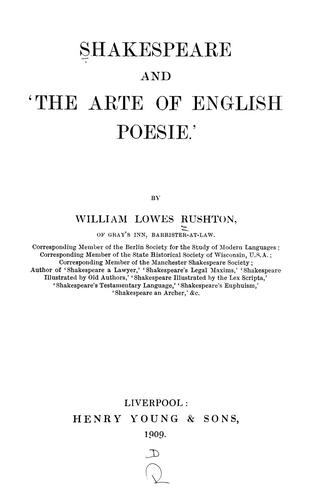 Shakespeare and 'The arte of English poesie'