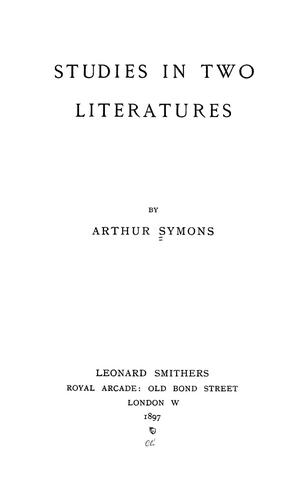 Studies in two literatures