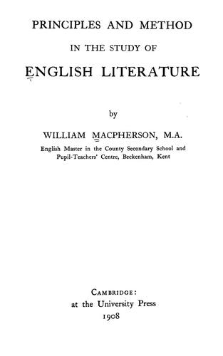 Principles and method in the study of English literature