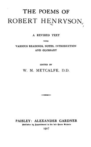 The poems of Robert Henryson