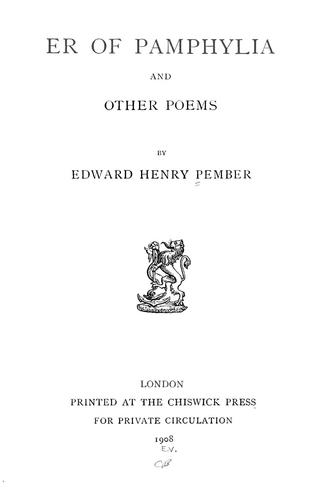Er of Pamphylia, and other poems
