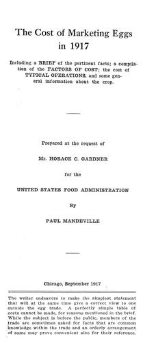 The cost of marketing eggs in 1917