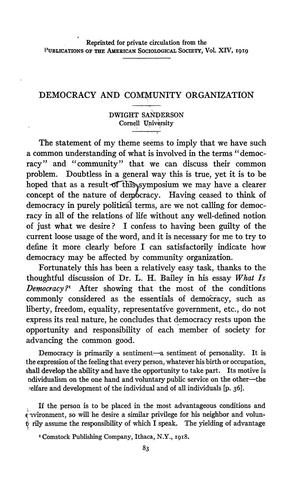 Democracy and community organization