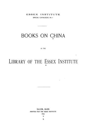 Books on China in the library of the Essex Institute