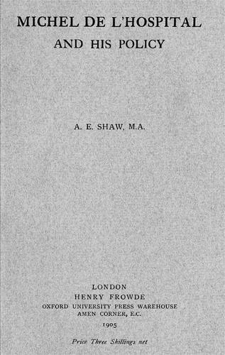 Michel de L'Hospital and his policy