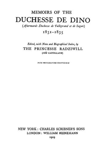 Memoirs of the Duchesse de Dino
