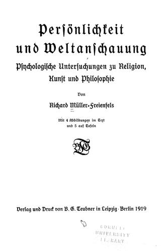 Persönlichkeit und weltanschauung