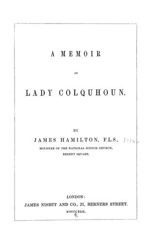 A memoir of Lady Colquhoun