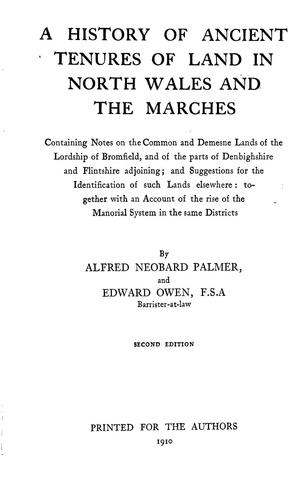 A history of ancient tenures of land in North Wales and the Marches