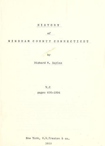 History of Windham County, Connecticut ...