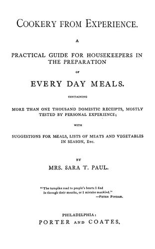 Cookery from experience