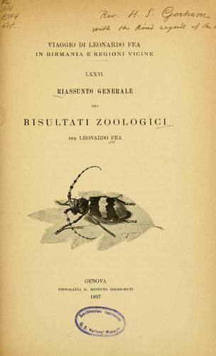 Riassunto generale dei risultati zoologici