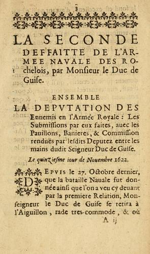 Seconde deffaitte de l'Armee Navale des Rochellois