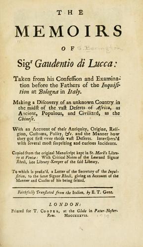 The memoirs of Sigr Gaudentio di Lucca