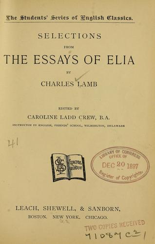 Selections from the essays by Elia