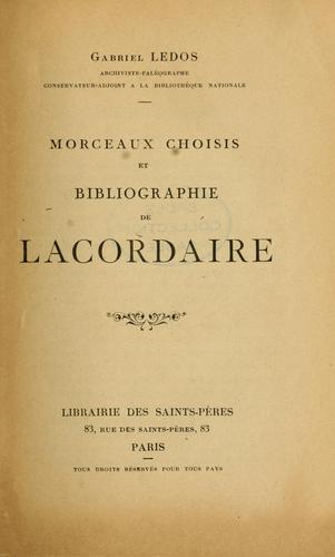 Morceaux choisis et bibliographie de Lacordaire