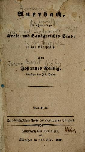 Auerbach, die ehemalige Kreis- und Landgerichts-Stadt in der Oberpfalz