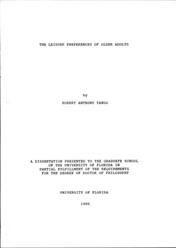 The leisure preferences of older adults