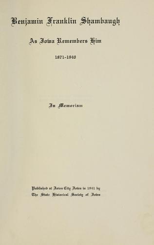 Benjamin Franklin Shambaugh