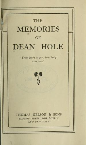 The memories of Dean Hole.