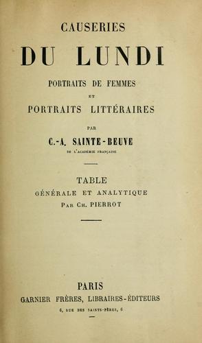 Causeries du lundi, Portraits de femmes, et Portraits litte raires