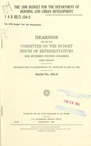 The 1996 budget for the Department of Housing and Urban Development