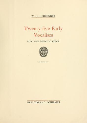 25 early vocalises for the medium voice