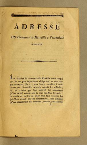 Adresse du commerce de Marseille à l'Assemblée nationale
